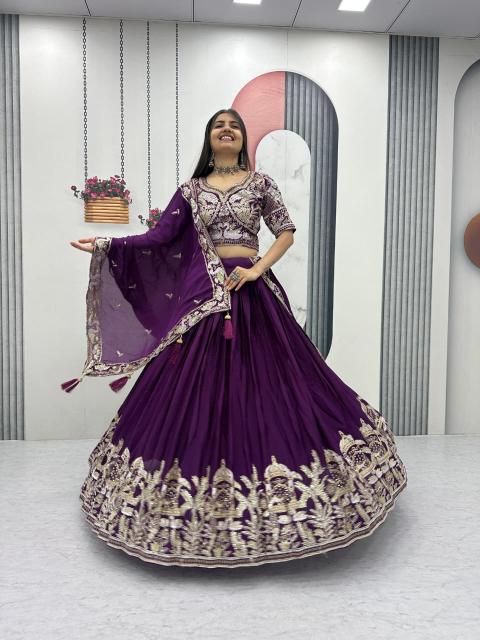 Tapi 311 chinon Purple Lehenga choli manufacturers in Pune